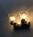 Dual Frosted Glass Wall Sconce Light with Chrome Finish