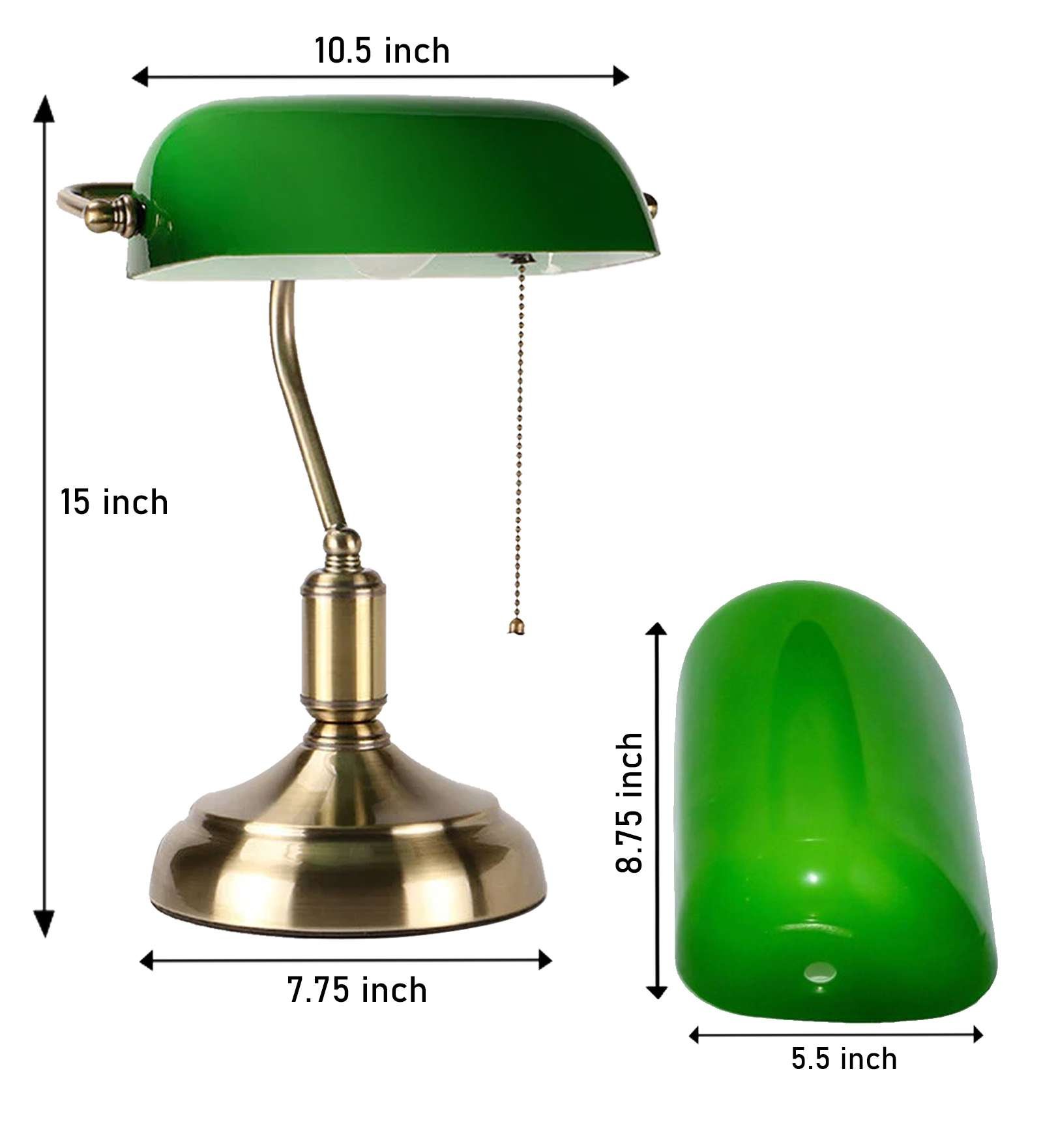 thumbnail image 2 of Replacement Glass Shade For Ministerial Banker Table Lamp – Made In England, White 2 of 5