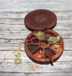 Round Wooden Spice Box Spin Carving For Wedding Gift