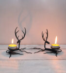 Reindeer Tea light Candle Holders – Set of 2 | Wrought Iron Design
