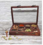 Handcrafted Wooden Spice Box with 12 Square Shape Container