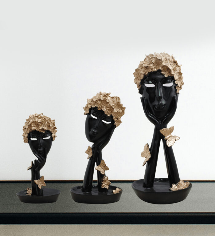 Human Decor Face Statue | Set of 3