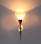 Modern Brass Wall Sconce with Cone Glass Shade for Home