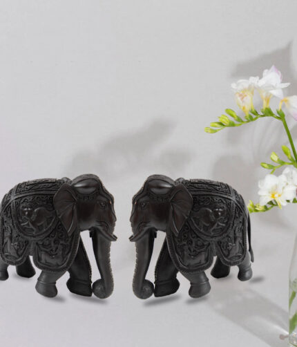 Handicraft Elephant Marble Stone Statue Showpiece Set Of 2