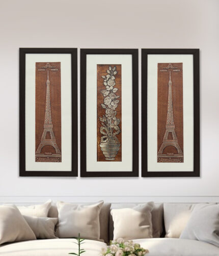 Eiffel Tower And Rose Flower Wall Painting