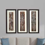 Egyptian Peony Flower Wall Painting Set Of 3