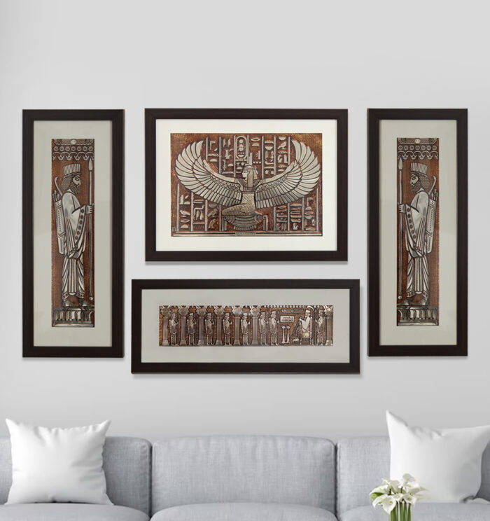 Ancient Persian Egyptian Wall Painting Set Of 4