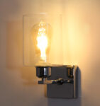 Elegant Chrome Finish Clear Glass Wall Sconce