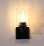 Mate Black Wall Sconce with Clear Glass Shade