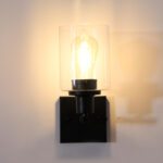 Mate Black Finish Clear Glass Wall Sconce