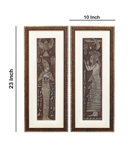 Pharaoh Nekhbet Wall Painting | Golden and Brown Design