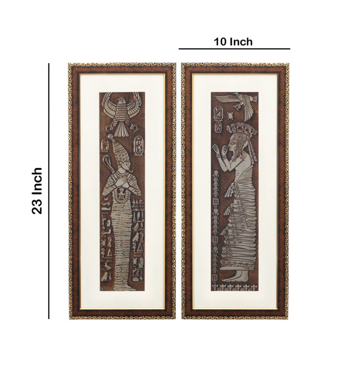 Pharaoh Nekhbet Wall Painting | Golden and Brown Design