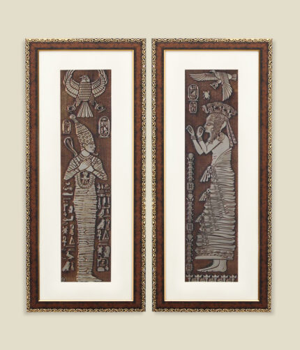 Pharaoh Nekhbet Wall Painting | Golden and Brown Design