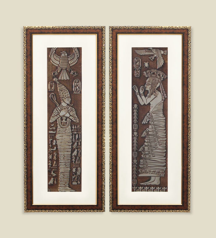 Pharaoh Nekhbet Wall Painting | Golden and Brown Design