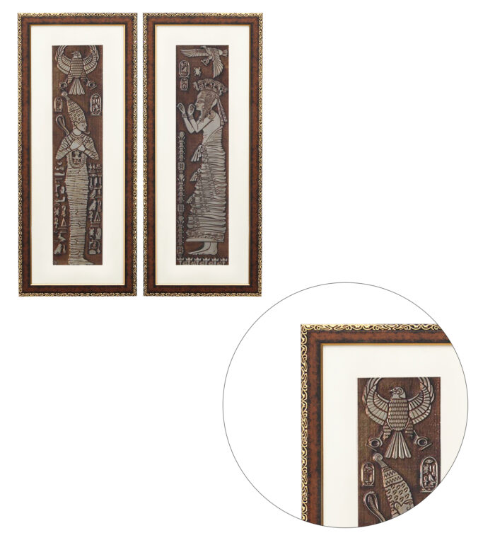 Pharaoh Nekhbet Wall Painting | Golden and Brown Design