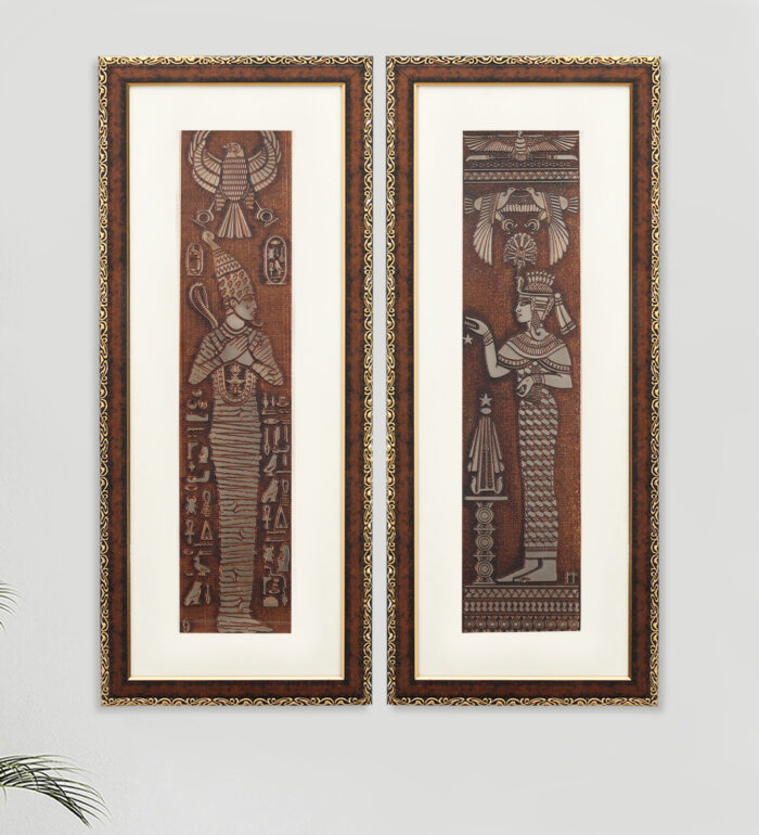 Egyptian King Pharaoh Wall Painting | Golden and Brown Design