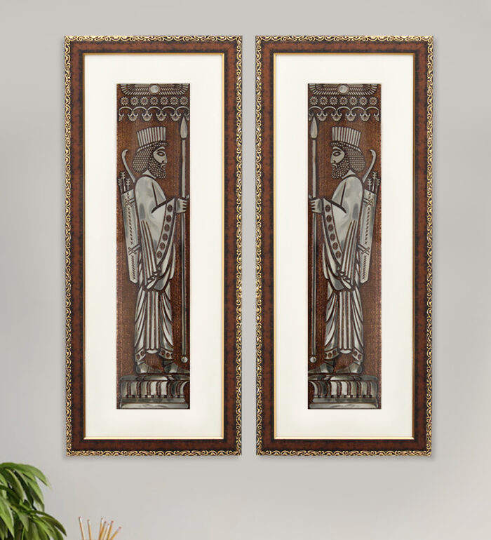 The Archaemenid Soldier Wall Painting | Golden and Brown Design