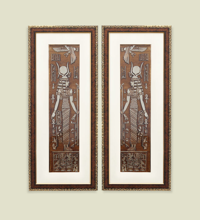 Mother Goddess Hathor Wall Painting | Golden and Brown