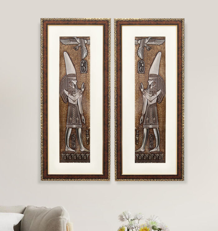 Ancient Egyptian God Wall Painting | Golden and Brown Design