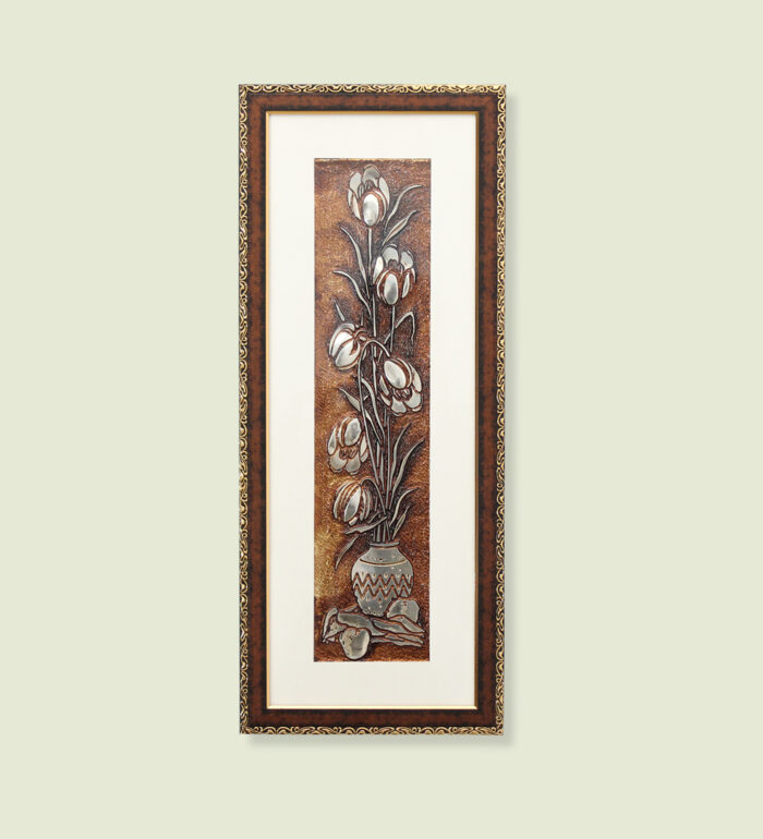 Egyptian PEONY Flower Wall Painting | Golden and Brown Design