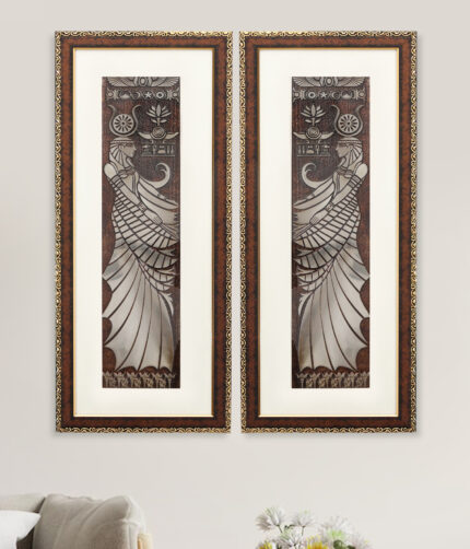 Egyptian Goddess Wall Painting | Golden and Brown Design