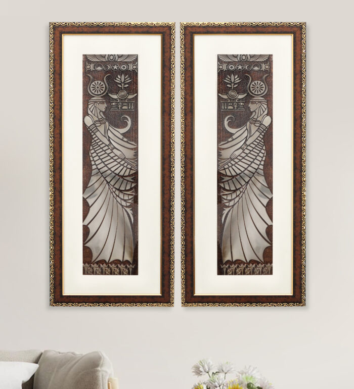 Egyptian Goddess Wall Painting | Golden and Brown Design