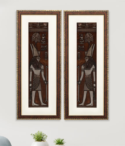 Egyptian God of Sky Wall Painting | Golden and Brown Design