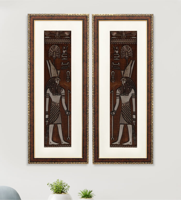 Egyptian God of Sky Wall Painting | Golden and Brown Design