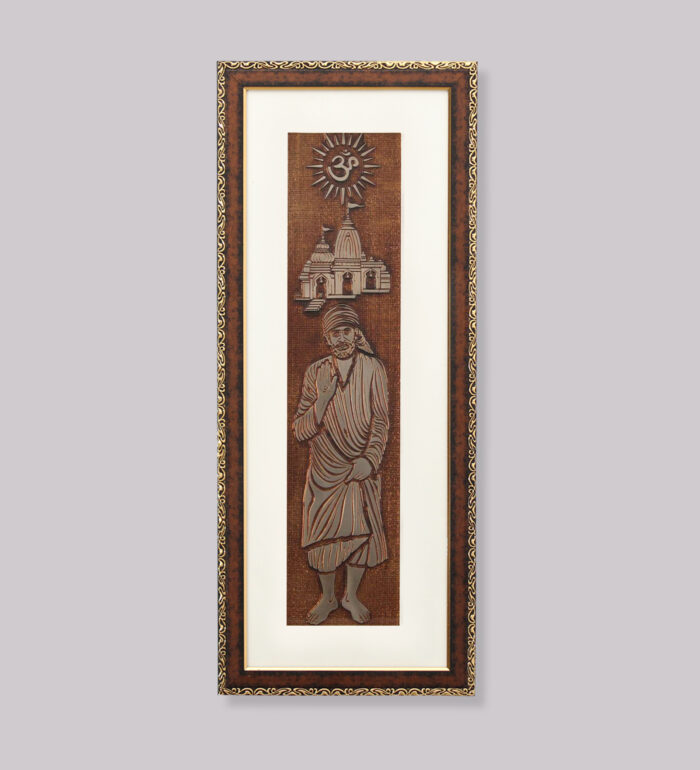 Divine Sai Baba Wall Painting | Golden and Brown Design