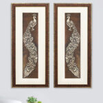 Peacock Love Couple Wall Painting | Golden and Brown Design