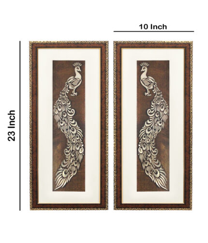 Peacock Love Couple Wall Painting | Golden and Brown Design