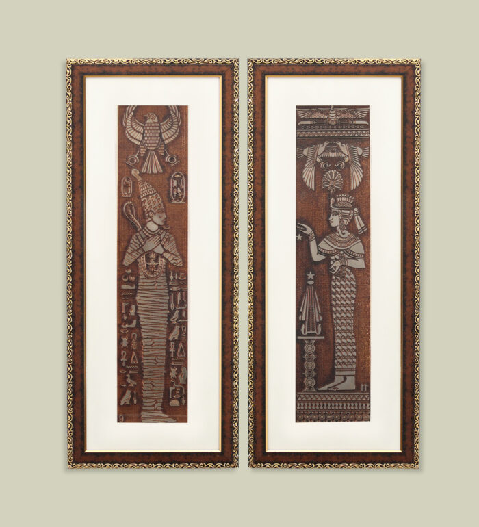 Egyptian King Pharaoh Wall Painting | Golden and Brown Design