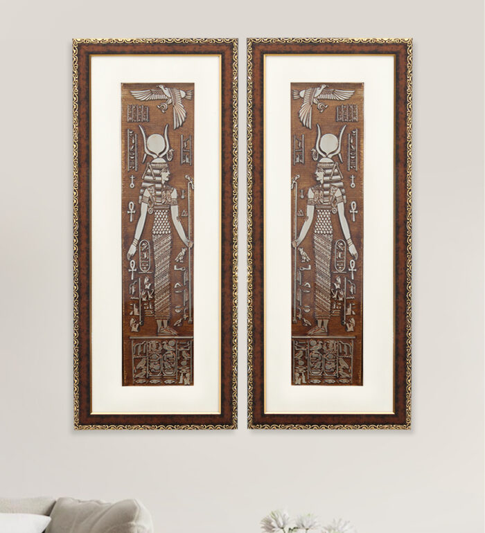 Mother Goddess Hathor Wall Painting | Golden and Brown