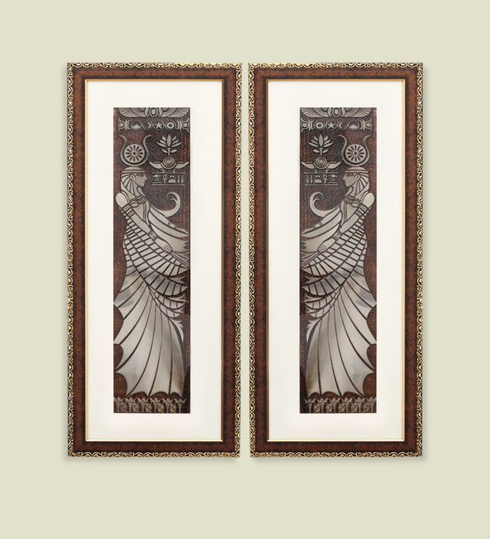 Egyptian Goddess Wall Painting | Golden and Brown Design