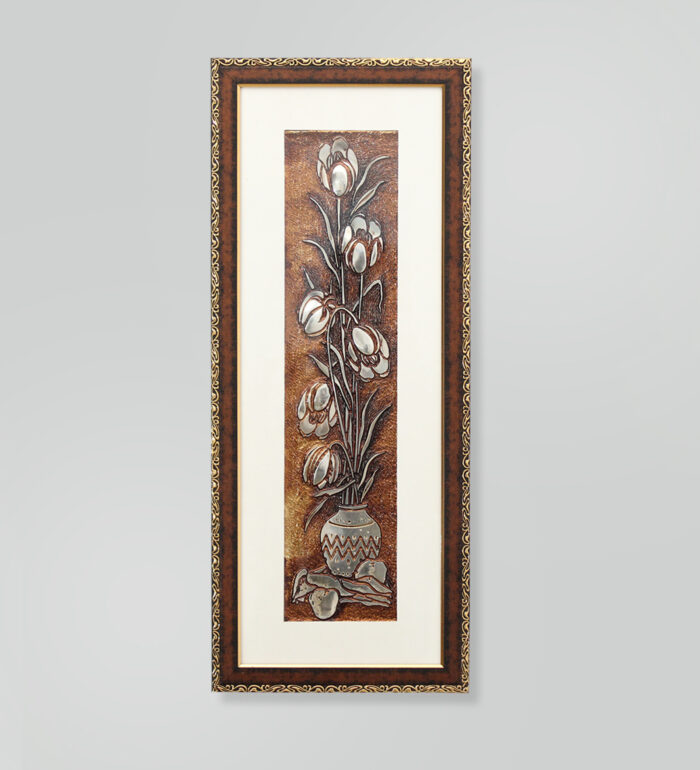 Egyptian PEONY Flower Wall Painting | Golden and Brown Design