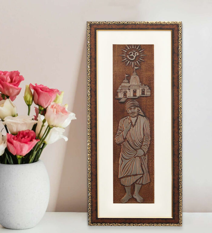 Divine Sai Baba Wall Painting | Golden and Brown Design