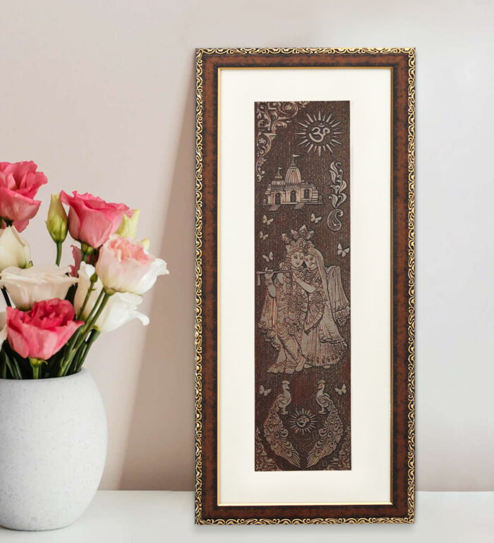 UntRadha Krishna Wall Painting | Golden and Brown Design