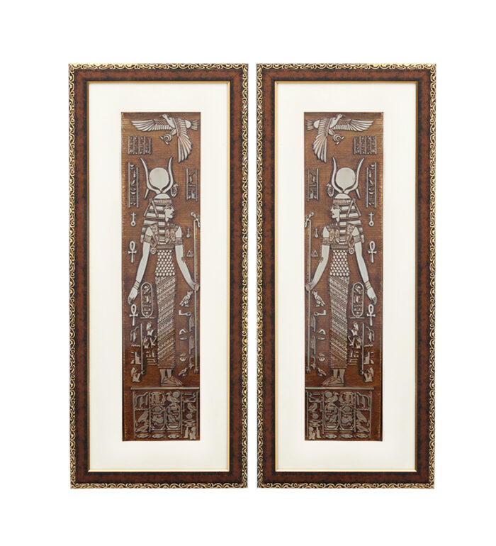 Mother Goddess Hathor Wall Painting | Golden and Brown