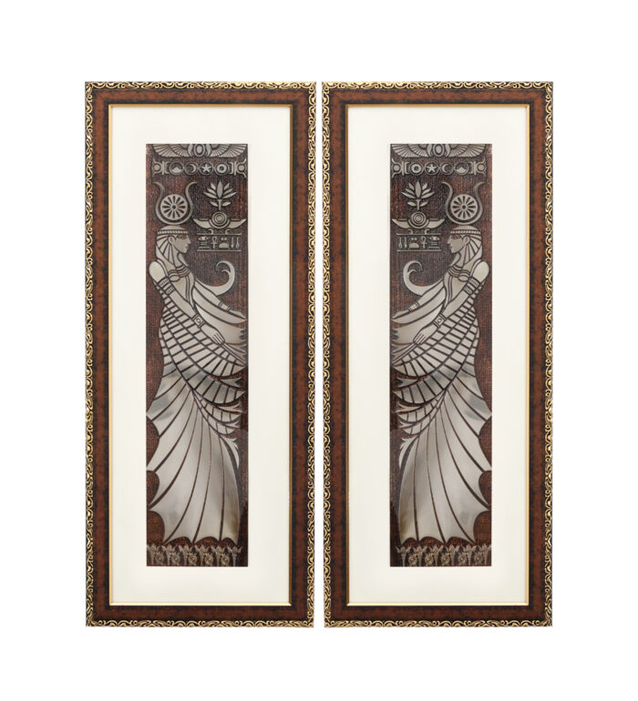 Egyptian Goddess Wall Painting | Golden and Brown Design