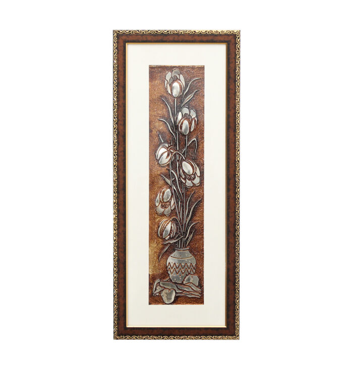 Egyptian PEONY Flower Wall Painting | Golden and Brown Design