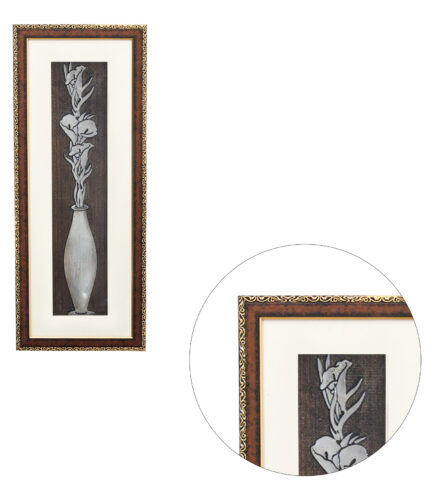 Lily Bouquet Flower Wall Painting | Golden and Brown Design