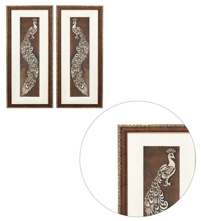 Peacock Love Couple Wall Painting | Golden and Brown Design