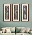 Georgia Flower Wall Painting Set Of 3 | Golden and Brown Design