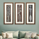 Georgia Flower Wall Painting Set Of 3 | Golden and Brown Design