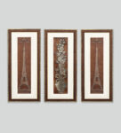 Eiffel Tower And Rose Flower Wall Painting | Golden and Brown