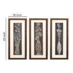 Georgia Flower Wall Painting Set Of 3 | Golden and Brown Design