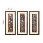 Peony Flower Wall Painting Set Of 3 | Golden and Brown Design