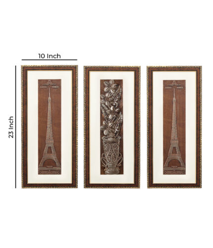 Eiffel Tower And Flower Wall Painting | Golden and Brown Design