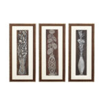 Georgia Flower Wall Painting Set Of 3 | Golden and Brown Design