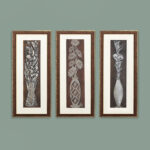 Georgia Flower Wall Painting Set Of 3 | Golden and Brown Design